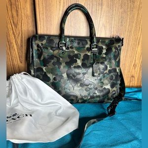 Coach Gotham Folio, camo print laptop bag with original Coach dust bag